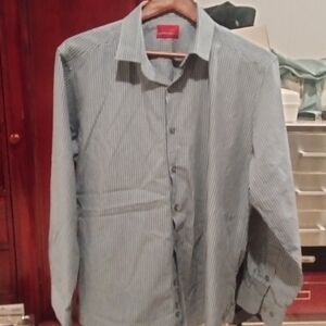 Alfani Blue Striped Casual Button Down Shirt
